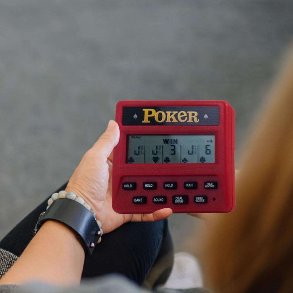 5-in-1 Hand Held Poker Game - Electronic Handheld Games for Adults Includes Draw, Deuces, Bonus, 2X and 2x2 Bonus - 3.9x3.4-Inch Pocket-Sized Travel Casino by Trademark Poker - Image 3