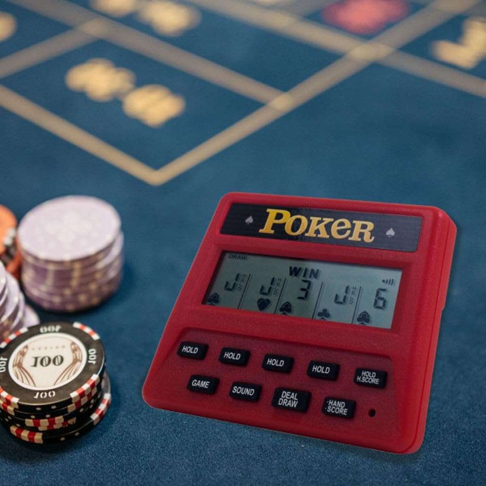 5-in-1 Hand Held Poker Game - Electronic Handheld Games for Adults Includes Draw, Deuces, Bonus, 2X and 2x2 Bonus - 3.9x3.4-Inch Pocket-Sized Travel Casino by Trademark Poker - Image 4