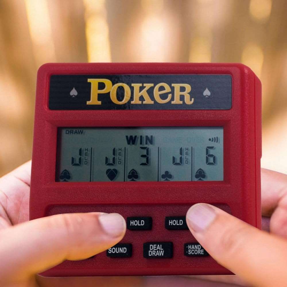 5-in-1 Hand Held Poker Game - Electronic Handheld Games for Adults Includes Draw, Deuces, Bonus, 2X and 2x2 Bonus - 3.9x3.4-Inch Pocket-Sized Travel Casino by Trademark Poker - Image 5