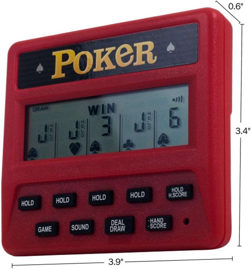 5-in-1 Hand Held Poker Game - Electronic Handheld Games for Adults Includes Draw, Deuces, Bonus, 2X and 2x2 Bonus - 3.9x3.4-Inch Pocket-Sized Travel Casino by Trademark Poker - Image 8