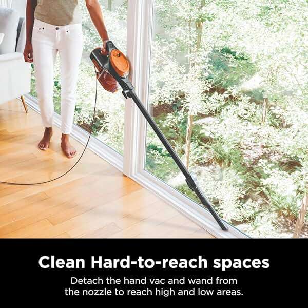 Shark Rocket Ultra-Light | Corded Stick Vacuum Cleaner for Carpet, Rugs & Hard Floors | Lightweight Hand Vacuum for Pet Hair & Upholstery | Swivel Steering | 2 Attachments | Gray/Orange | HV301 - Image 3