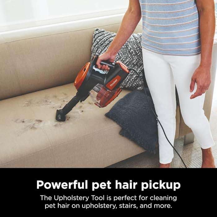 Shark Rocket Ultra-Light | Corded Stick Vacuum Cleaner for Carpet, Rugs & Hard Floors | Lightweight Hand Vacuum for Pet Hair & Upholstery | Swivel Steering | 2 Attachments | Gray/Orange | HV301 - Image 5