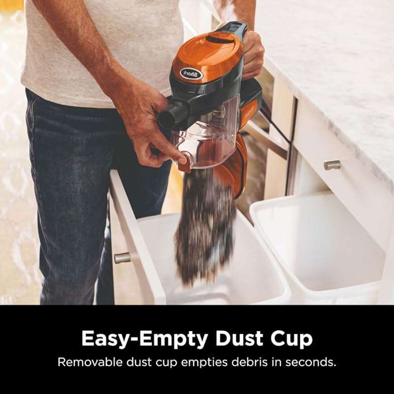 Shark Rocket Ultra-Light | Corded Stick Vacuum Cleaner for Carpet, Rugs & Hard Floors | Lightweight Hand Vacuum for Pet Hair & Upholstery | Swivel Steering | 2 Attachments | Gray/Orange | HV301 - Image 9