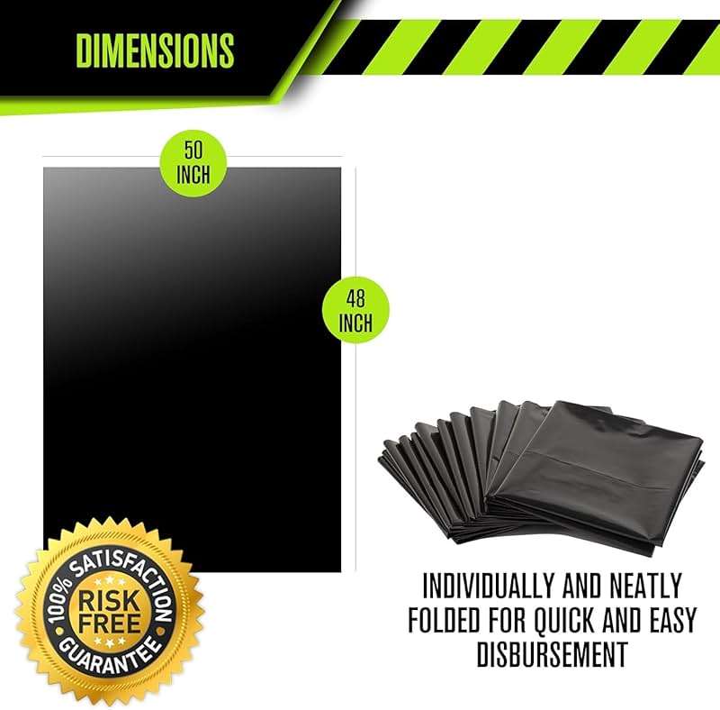 Aluf Plastics 65 Gal Black Heavy Duty Garbage Bags 1.5 Mil - 50"x 48" - Pack of 50 - For Contractor, Outdoor, Construction, & Storage - Image 3