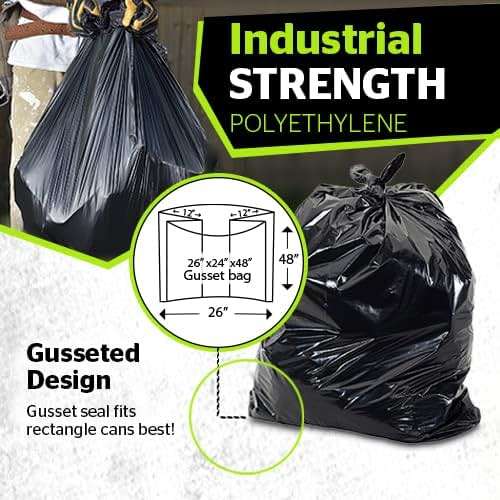 Aluf Plastics 65 Gal Black Heavy Duty Garbage Bags 1.5 Mil - 50"x 48" - Pack of 50 - For Contractor, Outdoor, Construction, & Storage - Image 9
