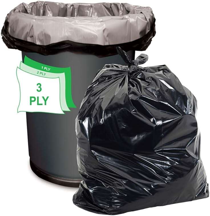 Aluf Plastics RCM-3858XXX 55-60 Gallon 2.0 MIL (eq) Black Heavy Duty Trash Can Liners - 38" x 58" - Pack of 100 - For Contractor, Industrial, Commercial - Image 3