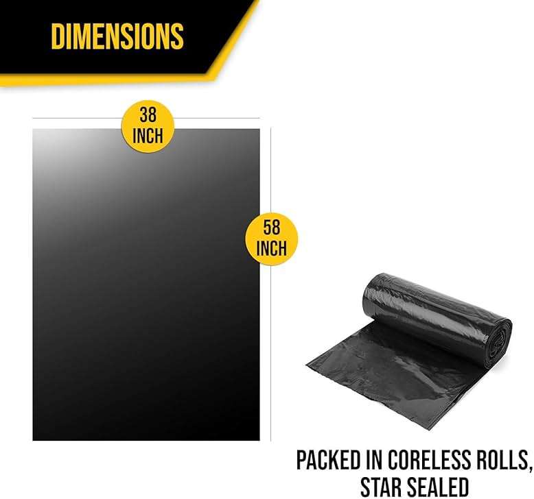 Aluf Plastics RCM-3858XXX 55-60 Gallon 2.0 MIL (eq) Black Heavy Duty Trash Can Liners - 38" x 58" - Pack of 100 - For Contractor, Industrial, Commercial - Image 5