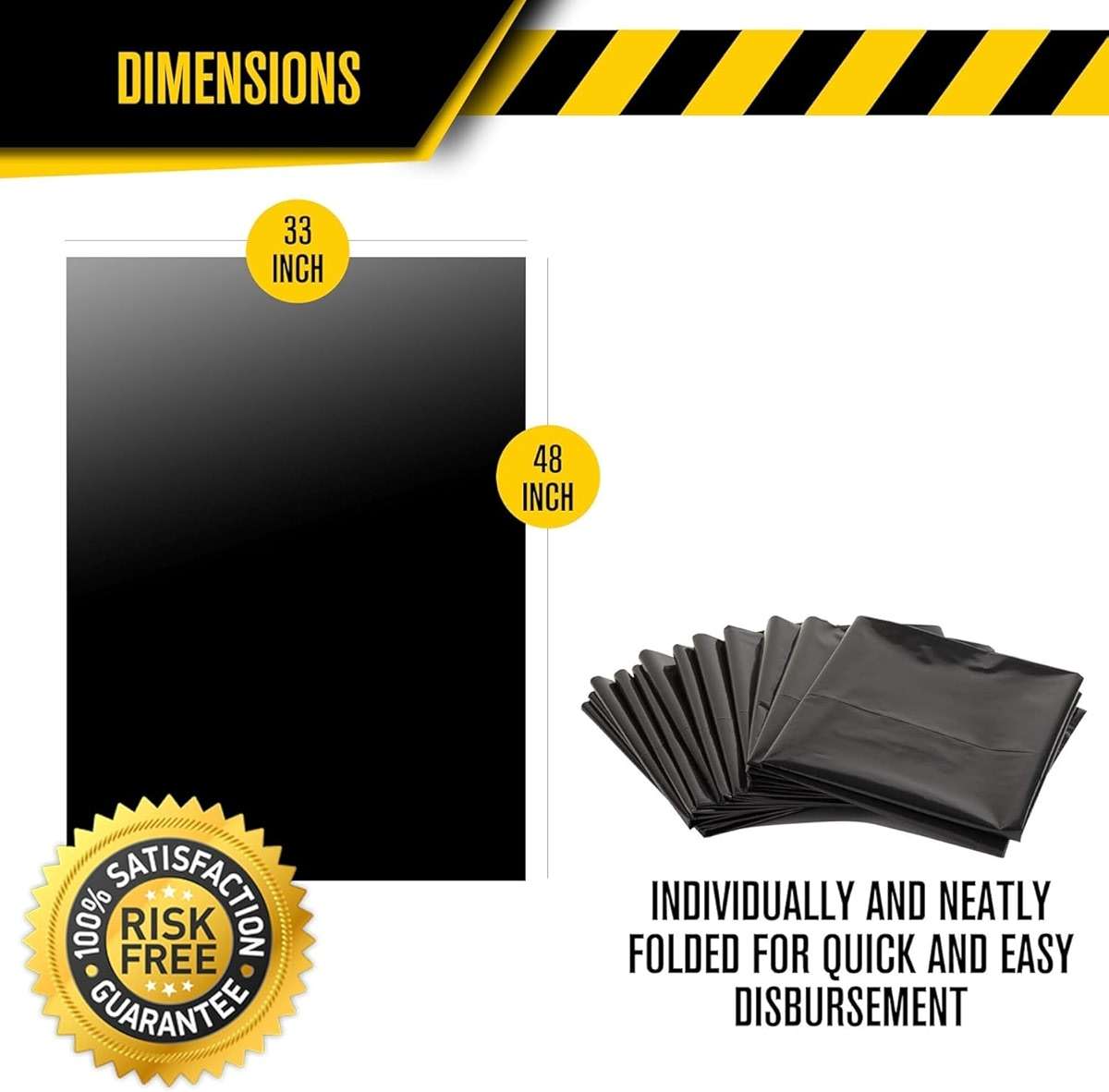 Ultrasac Heavy Duty Contractor Bags (VALUE 50 PACK/w TIES), 42 Gallon, 32.75" X 47" - 3 MIL Thick Large Black Industrial Garbage Trashbags for Construction and Commercial use - Image 3