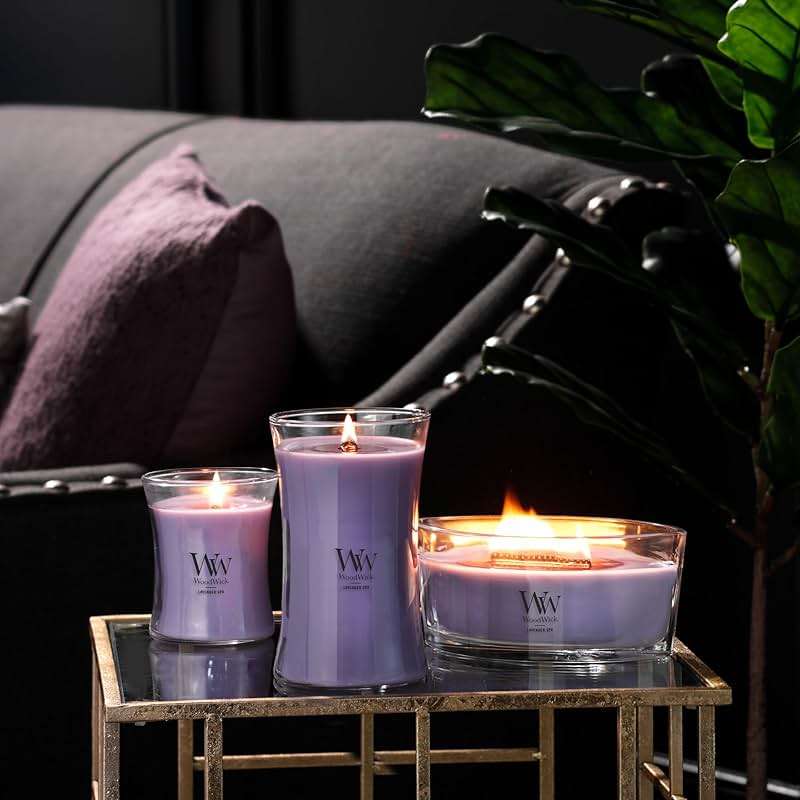 WoodWick Lavender Spa Gifts for Women and Men, 21.5 oz Large Hourglass Candle with Crackling Wick - Image 2