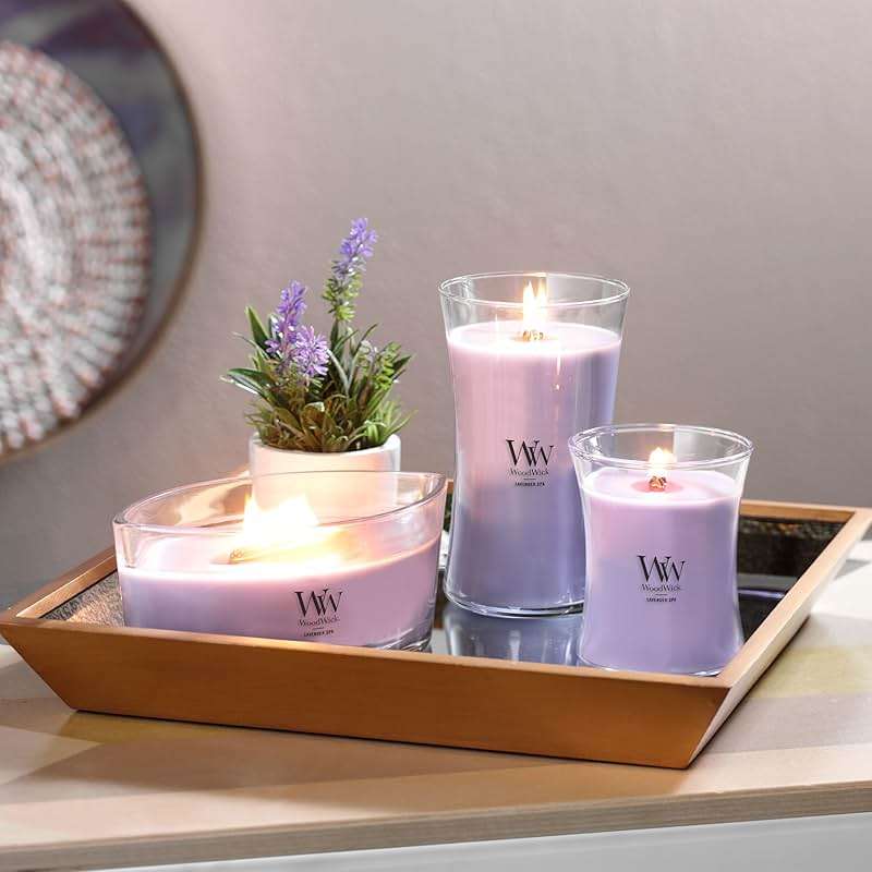WoodWick Lavender Spa Gifts for Women and Men, 21.5 oz Large Hourglass Candle with Crackling Wick - Image 6