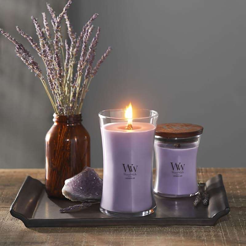 WoodWick Lavender Spa Gifts for Women and Men, 21.5 oz Large Hourglass Candle with Crackling Wick - Image 8