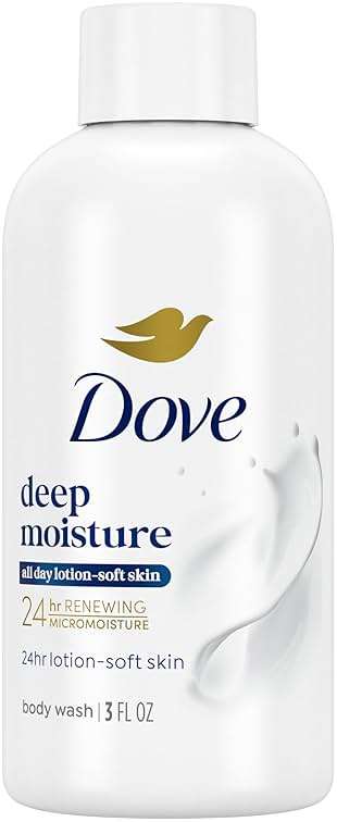 Dove Body Wash Deep Moisture for 24hr Lotion-Soft Skin Moisturizing Skin Cleanser with No Sulfates No Parabens 3 oz - Image 1
