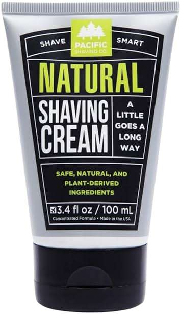 Pacific Shaving Company Natural Shaving Cream - Shea Butter + Vitamin E Shave Cream for Hydrated Sensitive Skin - Clean Formula for a Smooth, Anti-Redness + Irritation-Free Shave Cream (3.4 Oz) - Image 1