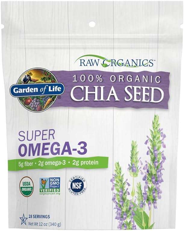 Garden of Life Raw Organics 100% Organic Chia Seeds for Smoothies and Pudding, Whole Seed Foods with Omega 3 Superfood, 28 Servings - Image 1