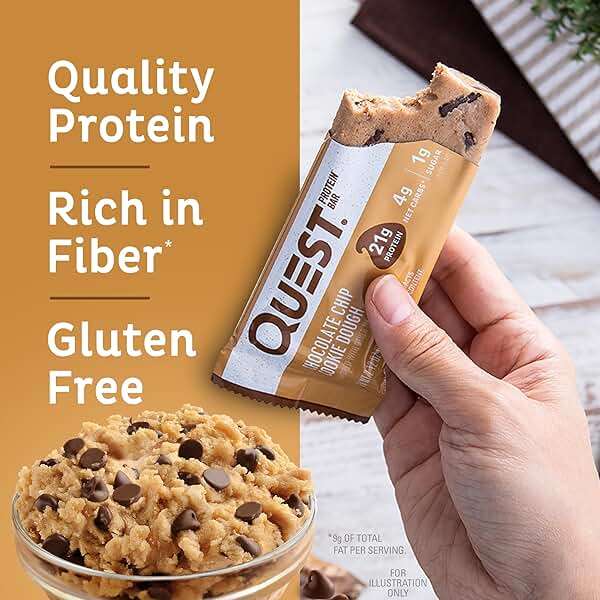 Quest Nutrition Chocolate Chip Cookie Dough Protein Bars, High Protein, Low Carb, Gluten Free, Keto Friendly, 12 Count - Image 3