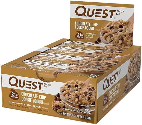 Quest Nutrition Chocolate Chip Cookie Dough Protein Bars, High Protein, Low Carb, Gluten Free, Keto Friendly, 12 Count - Image 4
