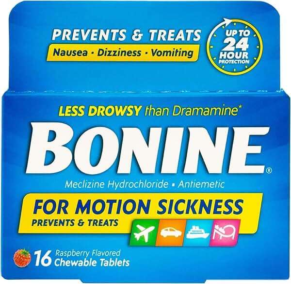Bonine Raspberry Chewable Tablets for Motion Sickness, 16 (2 Pack), 16 Count (Pack of 2) - Image 1