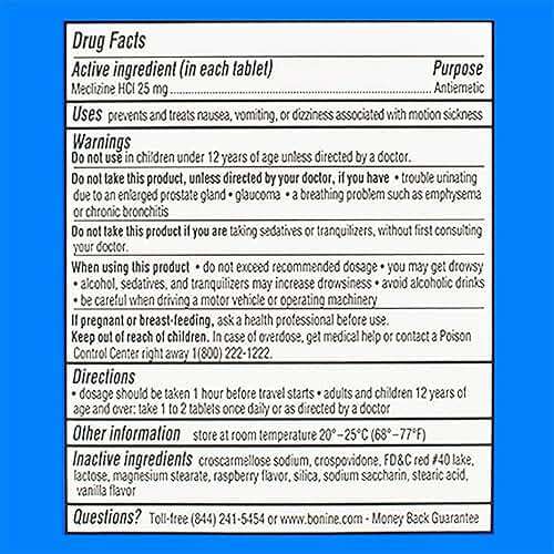 Bonine Raspberry Chewable Tablets for Motion Sickness, 16 (2 Pack), 16 Count (Pack of 2) - Image 8