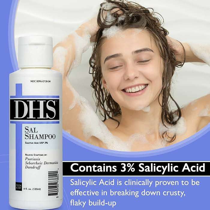 DHS SAL Shampoo - Maximum Strength for Psoriasis, Eczema, and Dandruff/Medicated Anti-Dandruff Shampoo Reduces Oil, Treats Itchy Scalp with Salicylic Acid/PBA-free, Fragrance-free / 4oz - Image 2