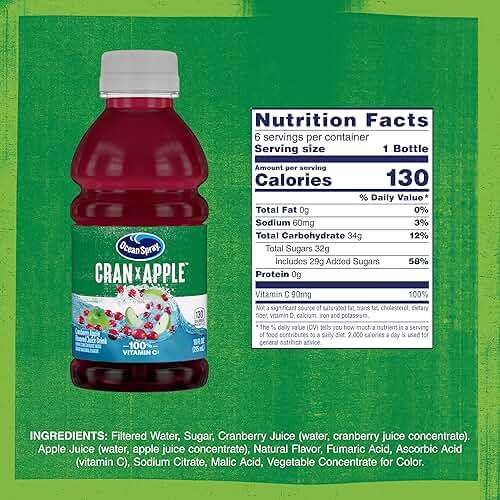 Ocean Spray Cran-Apple Juice Drink, 10 Ounce Bottle (Pack of 6) - Image 8