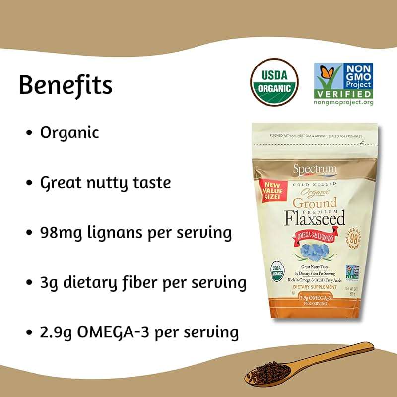 Spectrum Essentials Organic Ground Flaxseed, Gluten Free, 24 Oz - Image 5