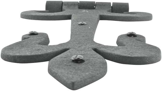 Renovators Supply Manufacturing Gate Hinges 12 in. Black Wrought Iron Fleur De Lis Style Strap Hinges for Gates and Doors with Mounting Hardware - Image 6