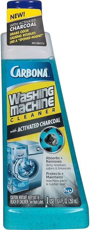 Carbona Washing Machine Cleaner with Activated Charcoal | Removes Odor-Causing Residues | Works in Standard & High Efficiency Washing Machines | 8.4 FL Oz, 1 Pack - Image 1