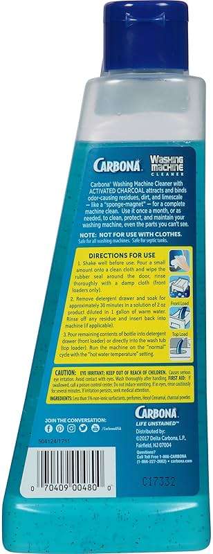 Carbona Washing Machine Cleaner with Activated Charcoal | Removes Odor-Causing Residues | Works in Standard & High Efficiency Washing Machines | 8.4 FL Oz, 1 Pack - Image 4