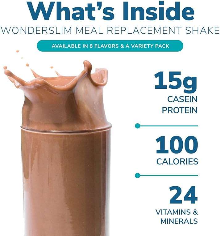 WonderSlim Meal Replacement Shake, Dark Cocoa Cream, 15g Protein, 24 Vitamins & Minerals, Gluten Free, Low Carb (7ct) - Image 3
