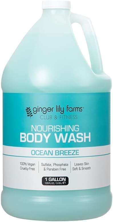 Ginger Lily Farms Club & Fitness Nourishing Body Wash, 100% Vegan & Cruelty-Free, Bath & Shower Gel for Men and Women, Ocean Breeze Scent, 1 Gallon (128 fl. oz.) Refill - Image 1