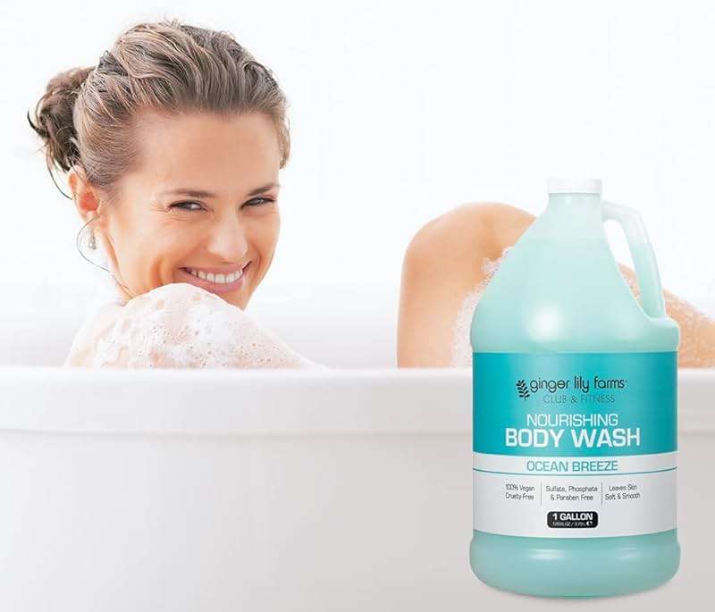 Ginger Lily Farms Club & Fitness Nourishing Body Wash, 100% Vegan & Cruelty-Free, Bath & Shower Gel for Men and Women, Ocean Breeze Scent, 1 Gallon (128 fl. oz.) Refill - Image 6