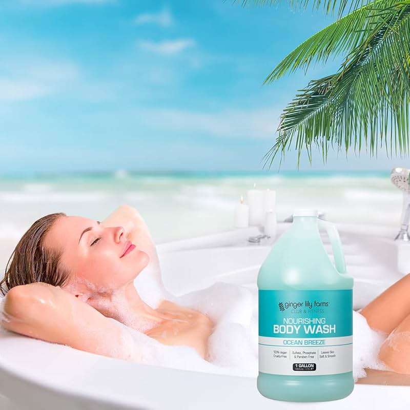 Ginger Lily Farms Club & Fitness Nourishing Body Wash, 100% Vegan & Cruelty-Free, Bath & Shower Gel for Men and Women, Ocean Breeze Scent, 1 Gallon (128 fl. oz.) Refill - Image 7