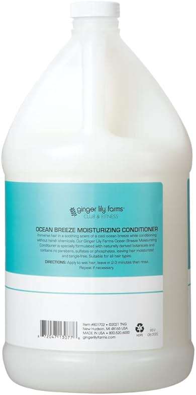 Ginger Lily Farms Club & Fitness Moisturizing Conditioner for Dry Hair, 100% Vegan & Cruelty-Free, Ocean Breeze Scent, 1 Gallon (128 fl oz) Refill - Image 2