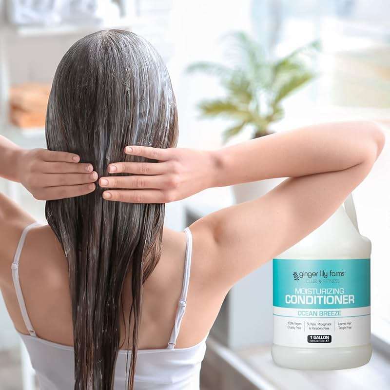 Ginger Lily Farms Club & Fitness Moisturizing Conditioner for Dry Hair, 100% Vegan & Cruelty-Free, Ocean Breeze Scent, 1 Gallon (128 fl oz) Refill - Image 7