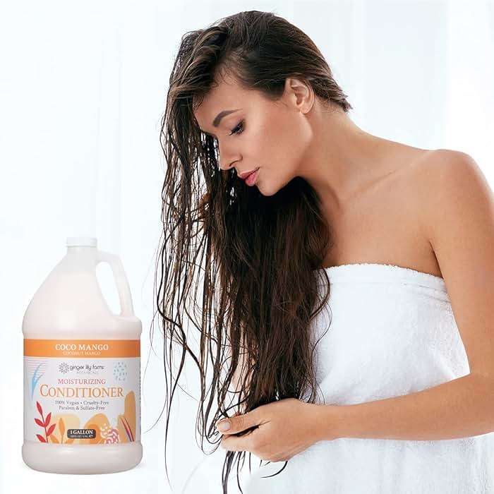 Ginger Lily Farms Botanicals Moisturizing Conditioner for All Hair Types, Coco Mango, 100% Vegan & Cruelty-Free, Coconut Mango Scent, 1 Gallon Refill - Image 7
