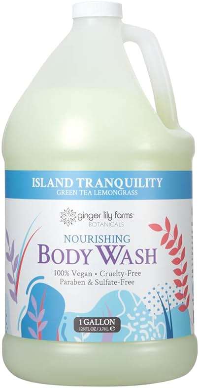 Ginger Lily Farms Botanicals Nourishing Body Wash, Island Tranquility, 100% Vegan & Cruelty-Free, Green Tea Lemongrass Scent, 1 Gallon Refill (128 fl. oz.) - Image 1