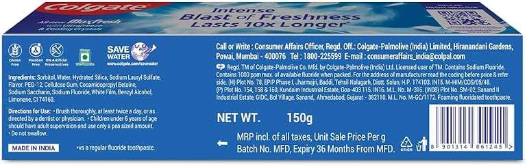 Colgate Maxfresh Blue Toothpaste - 150 g - Image 8