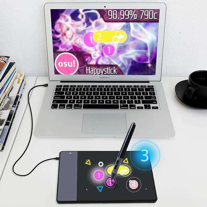 HUION 420 OSU Tablet Drawing Tablet, Graphics Tablet with Digital Stylus, 4 x 2.23 inches Pen Tablet for Digital Art, Design & Animation, Work with Mac, PC - Image 3