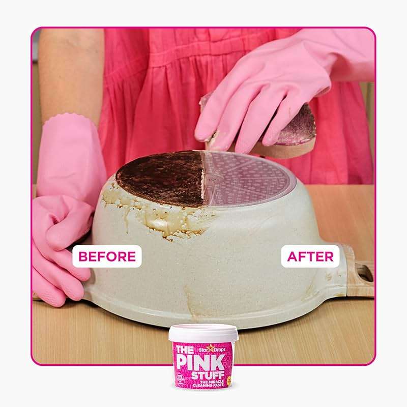 Stardrops The Pink Stuff Cleaning Paste 500g, Multi Purpose Cleaner for Kitchen, Bathroom, Tiles, Glass, Shower, Oven, Sink, Stainless Steel, Removes Grease, Grime & Stains - Image 3