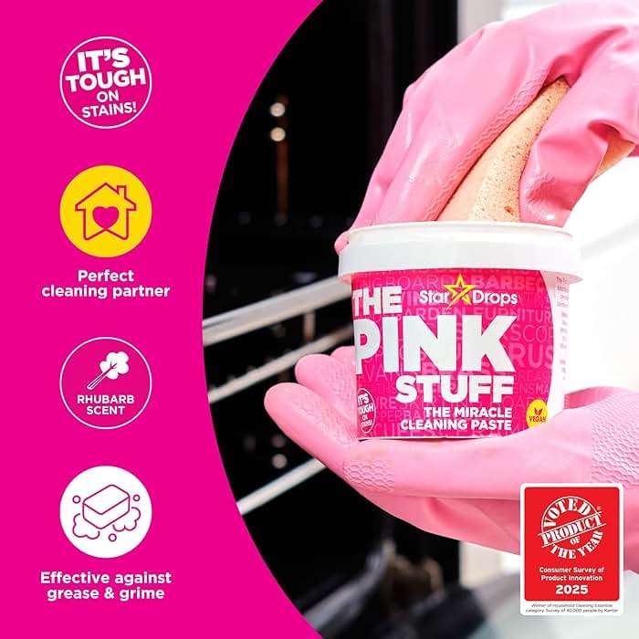 Stardrops The Pink Stuff Cleaning Paste 500g, Multi Purpose Cleaner for Kitchen, Bathroom, Tiles, Glass, Shower, Oven, Sink, Stainless Steel, Removes Grease, Grime & Stains - Image 7