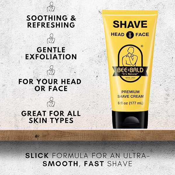 Bee Bald SHAVE Premium Shaving Cream Goes On Light & Slick That's Incredibly Smooth & Quick For Both Face And Head, 6 Fl Oz - Image 3