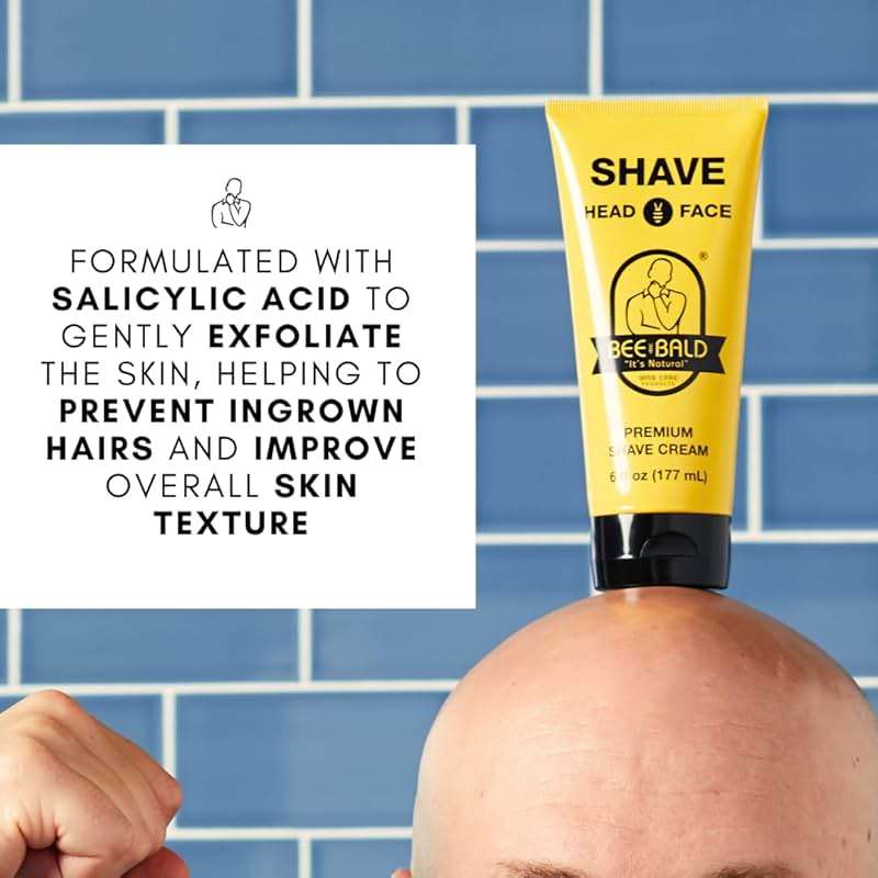 Bee Bald SHAVE Premium Shaving Cream Goes On Light & Slick That's Incredibly Smooth & Quick For Both Face And Head, 6 Fl Oz - Image 5