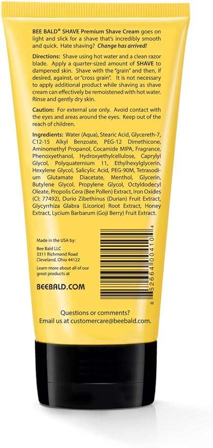 Bee Bald SHAVE Premium Shaving Cream Goes On Light & Slick That's Incredibly Smooth & Quick For Both Face And Head, 6 Fl Oz - Image 9