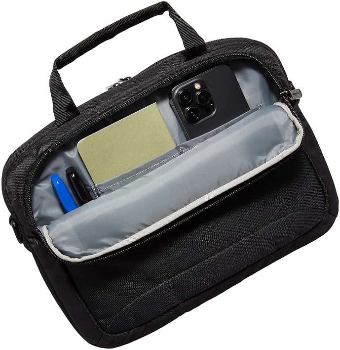 Amazon Basics 15.6 in Laptop Bag with Shoulder Strap and Handle, Large Capacity, Spacious Compartments, Black - Image 3