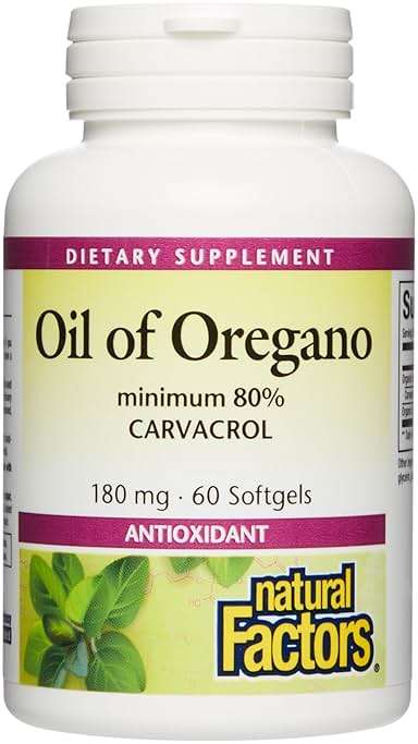 Natural Factors Oil of Oregano - Supports Healthy Immune System Function - Herbal Supplement with Olive Oil & Vitamin E - Non-GMO Antioxidant Support Supplement - 60 Softgels (60 Servings) - Image 1