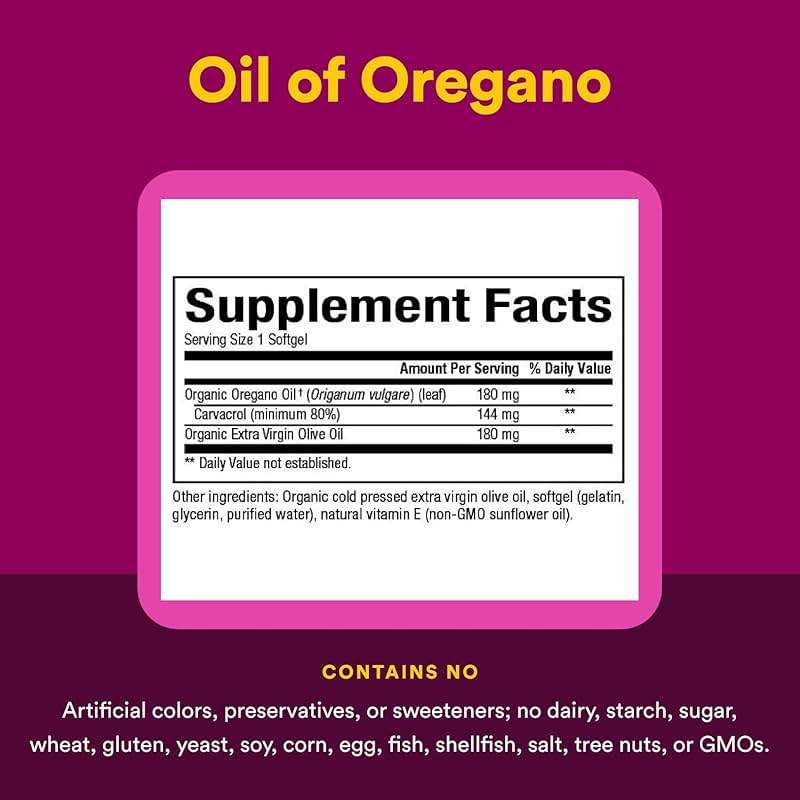 Natural Factors Oil of Oregano - Supports Healthy Immune System Function - Herbal Supplement with Olive Oil & Vitamin E - Non-GMO Antioxidant Support Supplement - 60 Softgels (60 Servings) - Image 4