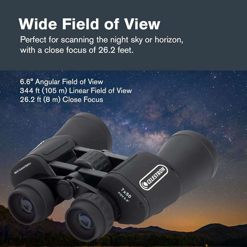 Celestron - Cometron 7x50 Astronomy Binoculars – Entry-Level for Stargazing and Comet Watching – Large 50mm Objective Lenses – Wide 6.6° Field of View – Multi-Coated Optics - Image 5