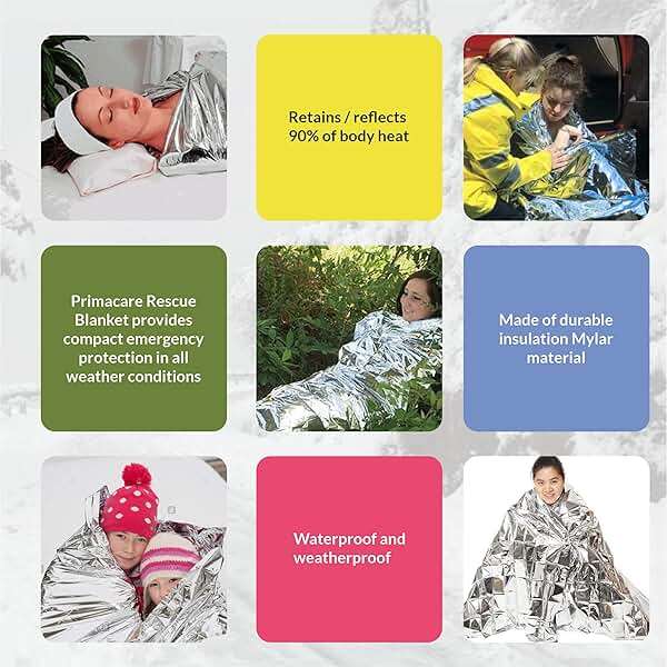 Primacare HB-10 Emergency Mylar Thermal Blankets – 10 Pack, 84" x 52", Silver – Reflective, Waterproof, Retains 90% Body Heat – for Survival, First Aid, Outdoors, Camping, EMS - Image 4