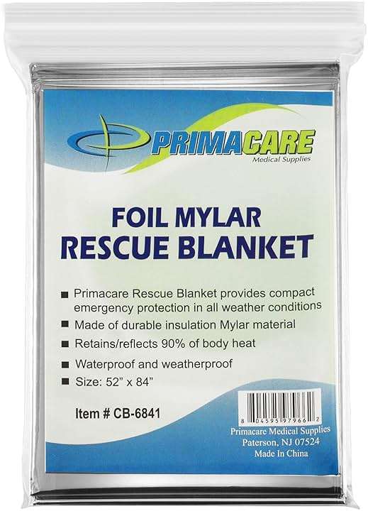 Primacare HB-10 Emergency Mylar Thermal Blankets – 10 Pack, 84" x 52", Silver – Reflective, Waterproof, Retains 90% Body Heat – for Survival, First Aid, Outdoors, Camping, EMS - Image 6