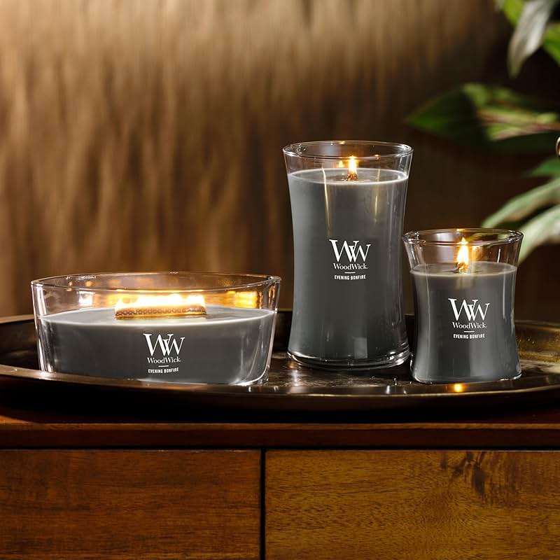 WoodWick Evening Bonfire Holiday Candle Gifts for Women and Men, 9.7 oz Medium Hourglass Candle with Crackling Wick - Image 2